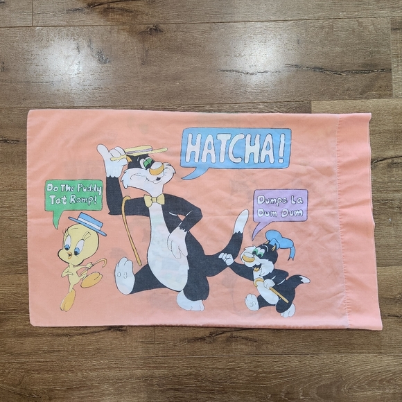 Vintage 90s Warner Bros Tweety bird and Sylvester single pillow case retro - Picture 2 of 9